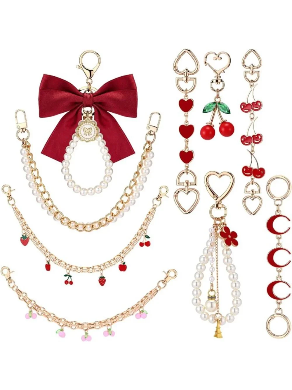 9 Pcs Purse Extender Chains & Cute Keychain Bag Charms for Handbags & Backpacks
